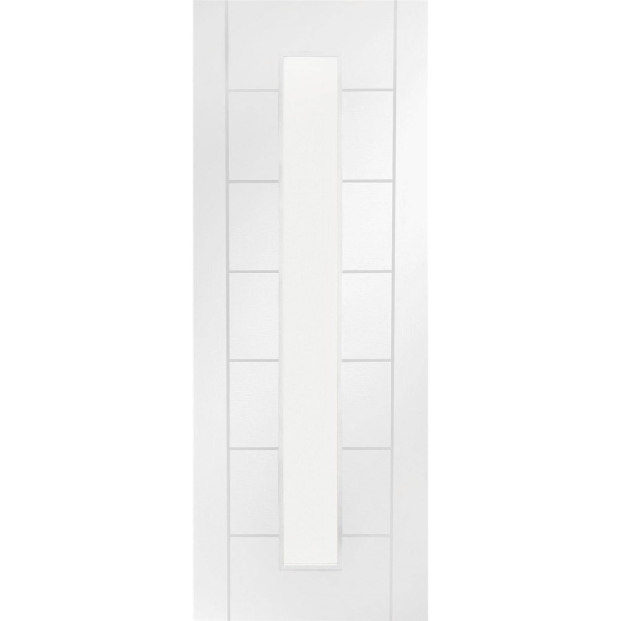 Internal White Primed Palermo 1L with Clear Glass Fire Door - White Primed, 1981 x 838 x 44 mm