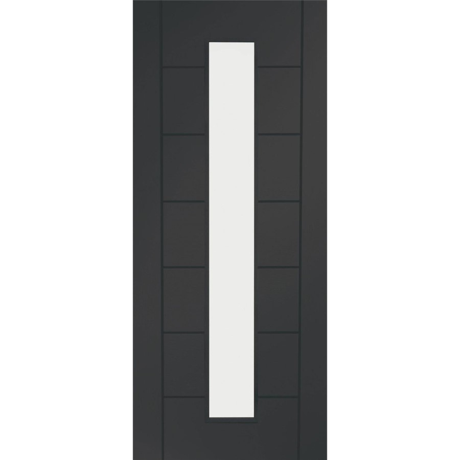 Internal White Primed Palermo 1L with Clear Glass Fire Door - White Primed, 1981 x 838 x 44 mm