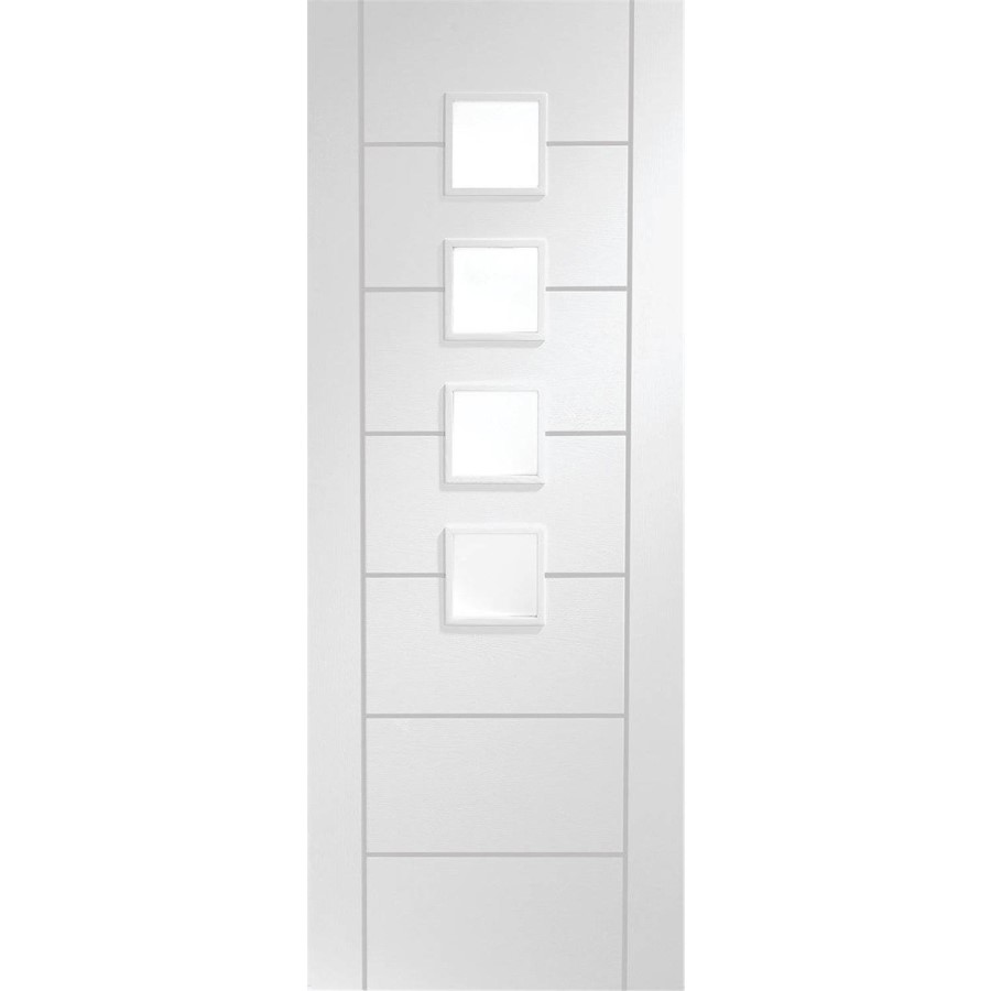 Palermo Internal White Primed Door with Obscure Glass - White Primed, 1981 x 838 x 35 mm