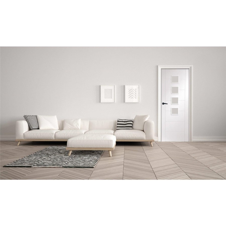 Palermo Internal White Primed Door with Obscure Glass - White Primed, 1981 x 838 x 35 mm