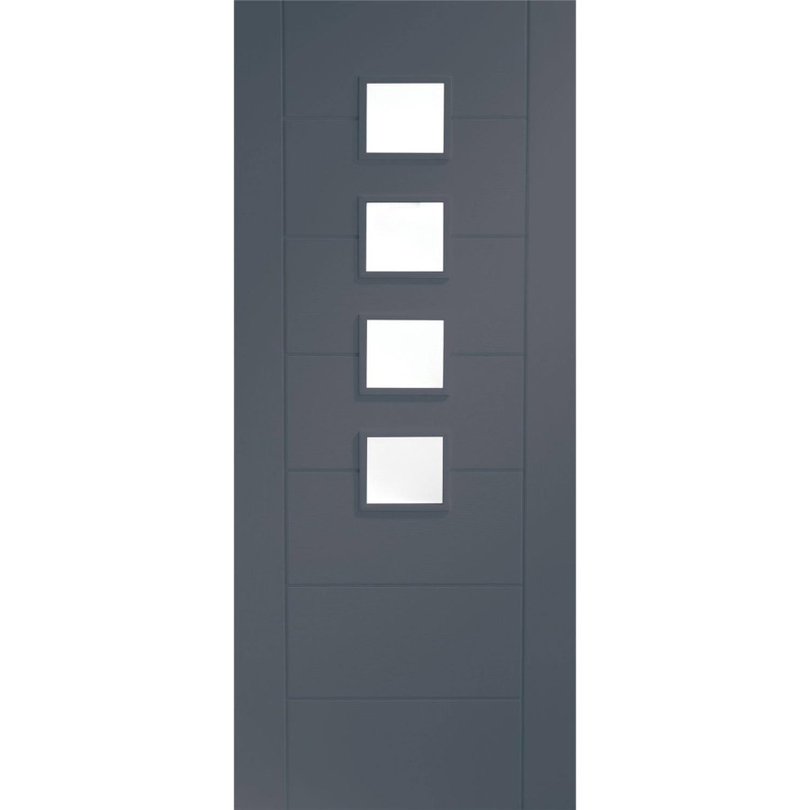 Palermo Internal White Primed Door with Obscure Glass - White Primed, 1981 x 838 x 35 mm
