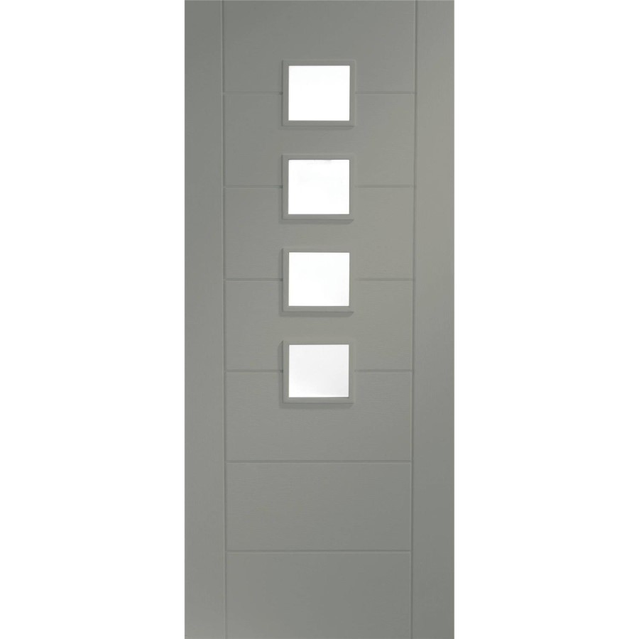 Palermo Internal White Primed Door with Obscure Glass - White Primed, 1981 x 838 x 35 mm