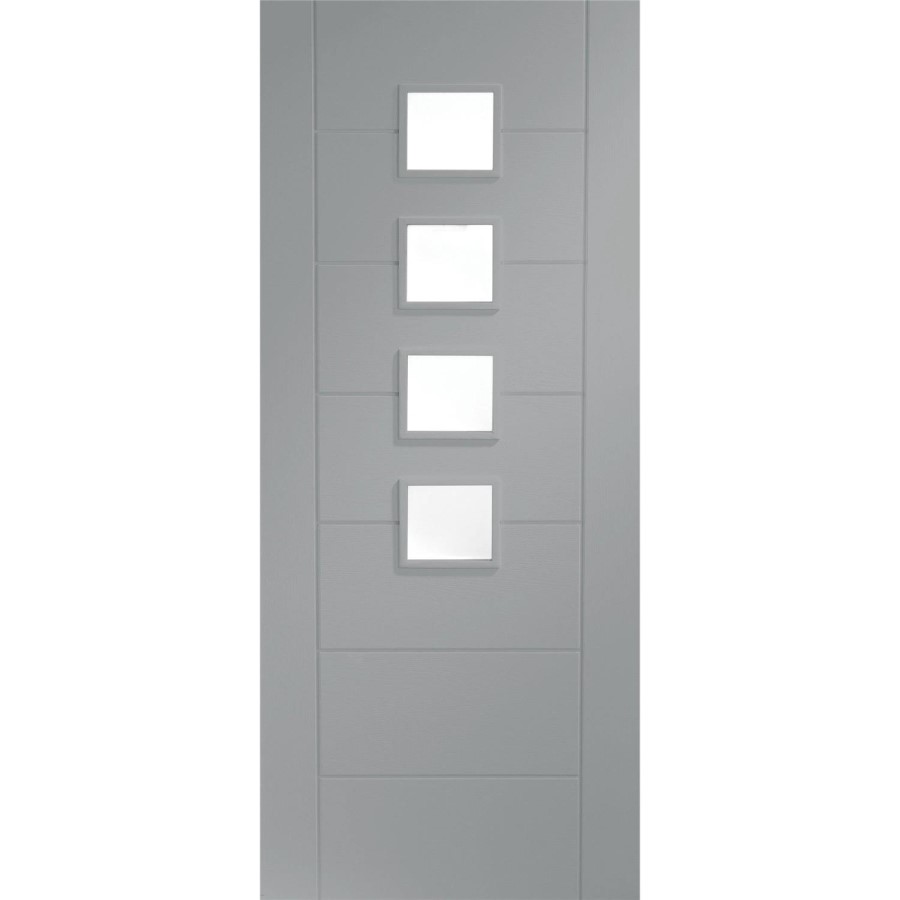 Palermo Internal White Primed Door with Obscure Glass - White Primed, 1981 x 838 x 35 mm