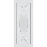 Internal White Primed Pesaro with Clear Glass - White Primed, 2040 x 726 x 40 mm