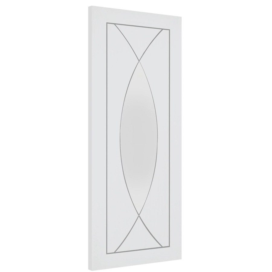 Internal White Primed Pesaro with Clear Glass - White Primed, 2040 x 726 x 40 mm
