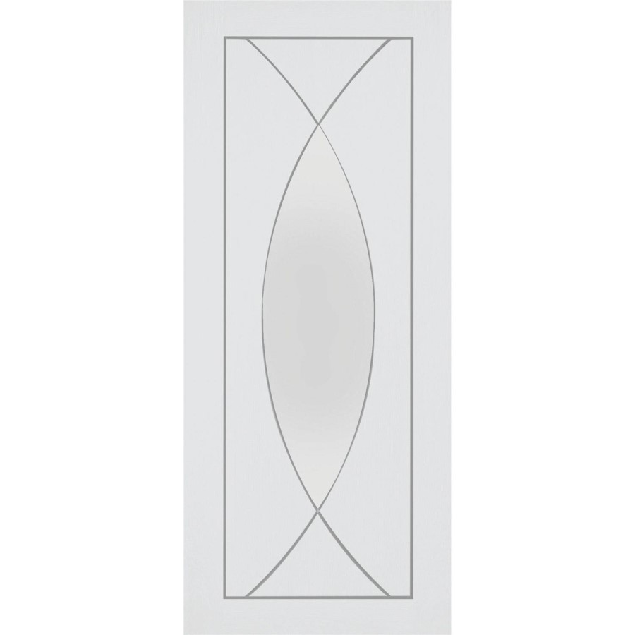 Internal White Primed Pesaro with Clear Glass - White Primed, 2040 x 726 x 40 mm