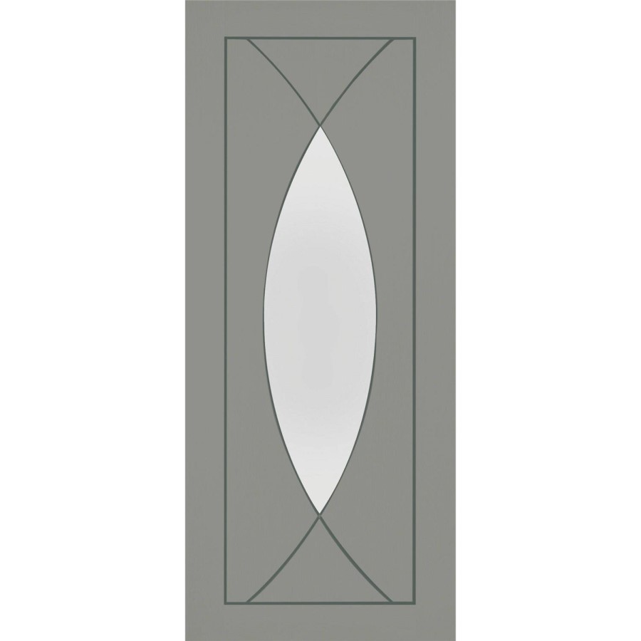 Internal White Primed Pesaro with Clear Glass - White Primed, 2040 x 726 x 40 mm
