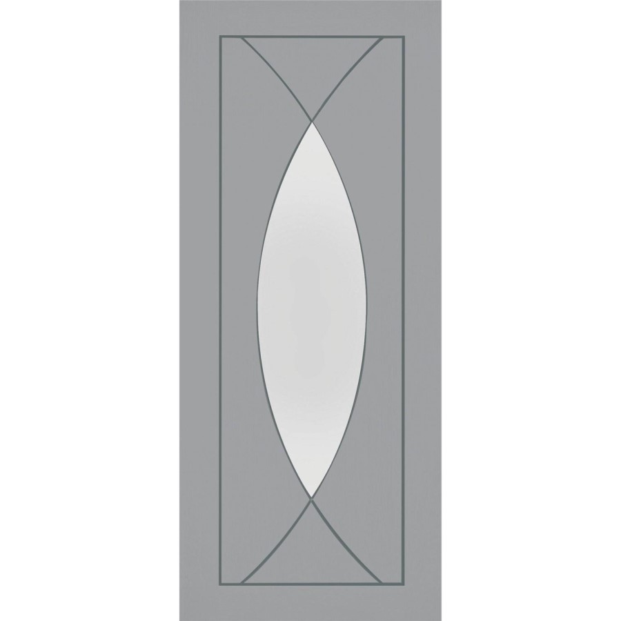 Internal White Primed Pesaro with Clear Glass - White Primed, 2040 x 726 x 40 mm
