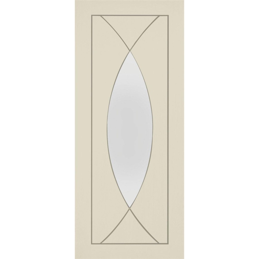 Internal White Primed Pesaro with Clear Glass - White Primed, 2040 x 726 x 40 mm
