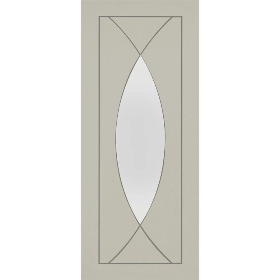 Internal White Primed Pesaro with Clear Glass - White Primed, 2040 x 926 x 40 mm