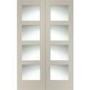 Internal White Primed Shaker Door Pair with Clear Glass - White Primed, 1981 x 915 x 40 mm