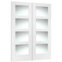 Internal White Primed Shaker Door Pair with Clear Glass - White Primed, 1981 x 1067 x 40 mm