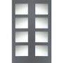 Internal White Primed Shaker Door Pair with Clear Glass - White Primed, 1981 x 1067 x 40 mm