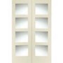 Internal White Primed Shaker Door Pair with Clear Glass - White Primed, 1981 x 1168 x 40 mm