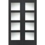 Internal White Primed Shaker Door Pair with Clear Glass - White Primed, 1981 x 1168 x 40 mm