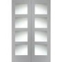 Internal White Primed Shaker Door Pair with Clear Glass - White Primed, 1981 x 1168 x 40 mm