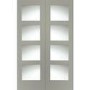 Internal White Primed Shaker Door Pair with Clear Glass - White Primed, 1981 x 1168 x 40 mm