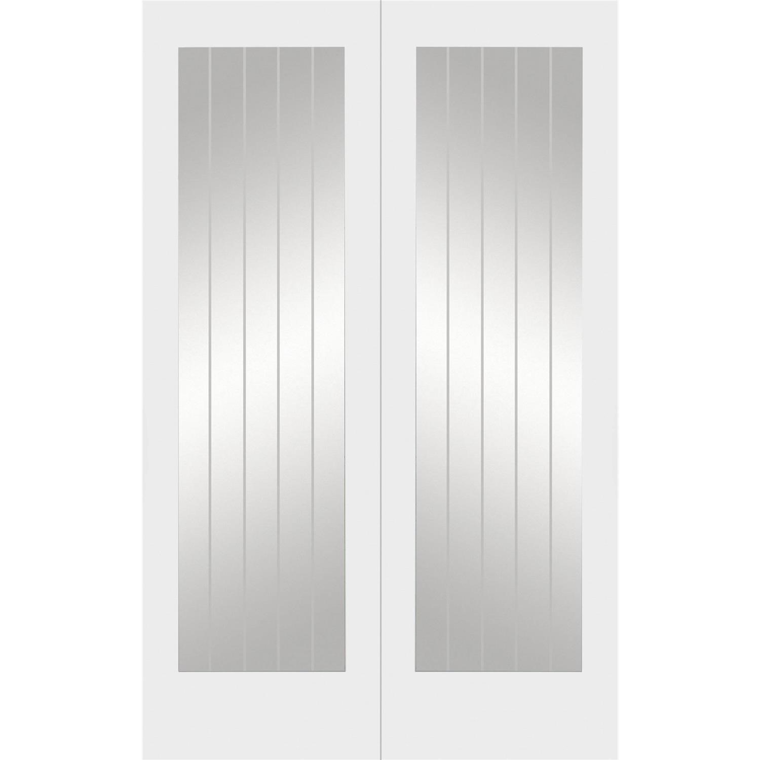 Xl Joinery White Internal Primed Fully-Glazed Cottage Rebated French Doors With Clear Etched Glass - 1981 X 1220 X 40Mm - Suffolk
