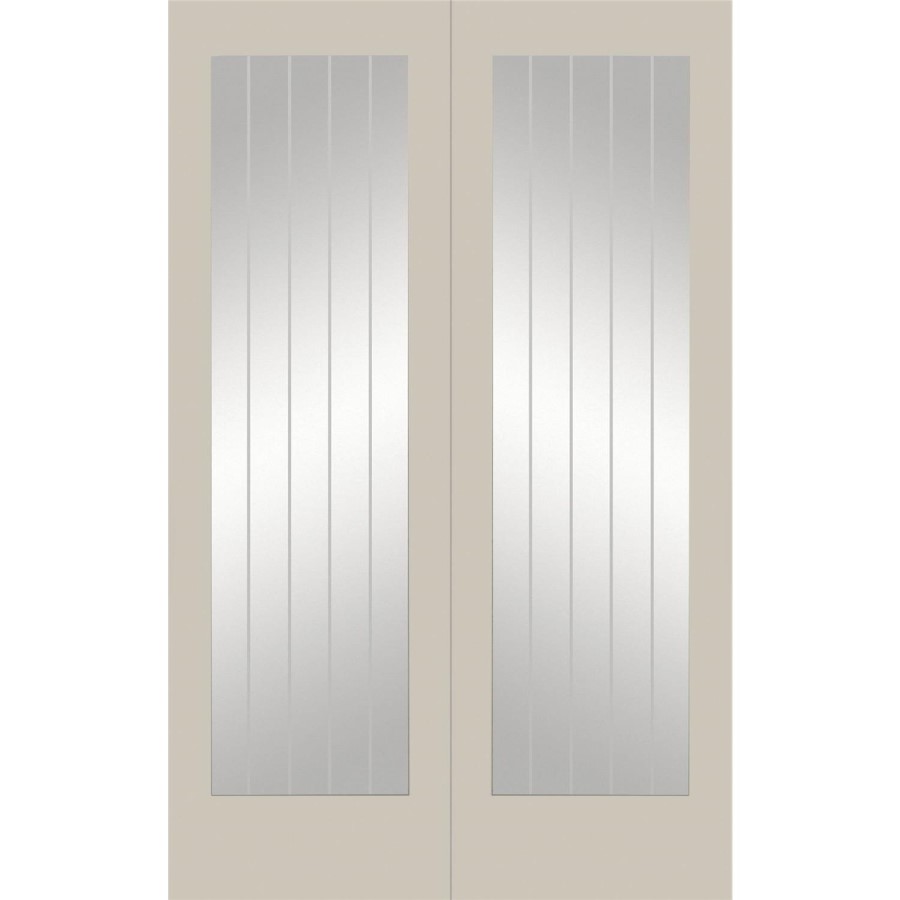 Internal White Primed Fully-Glazed Cottage Rebated French Doors with Clear Etched Glass - 1981 x 1220 x 40mm - Suffolk - XL Joinery