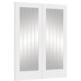 Internal White Primed Suffolk 1L Pair (Clear Etched Glass) - White Primed, 1981 x 1524 x 40 mm
