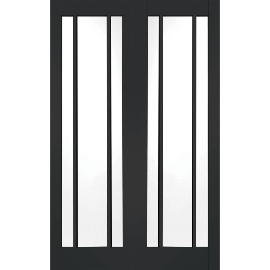 Internal White Primed Worcester Door Pair with Clear Glass - White Primed, 1981 x 1168 x 40 mm