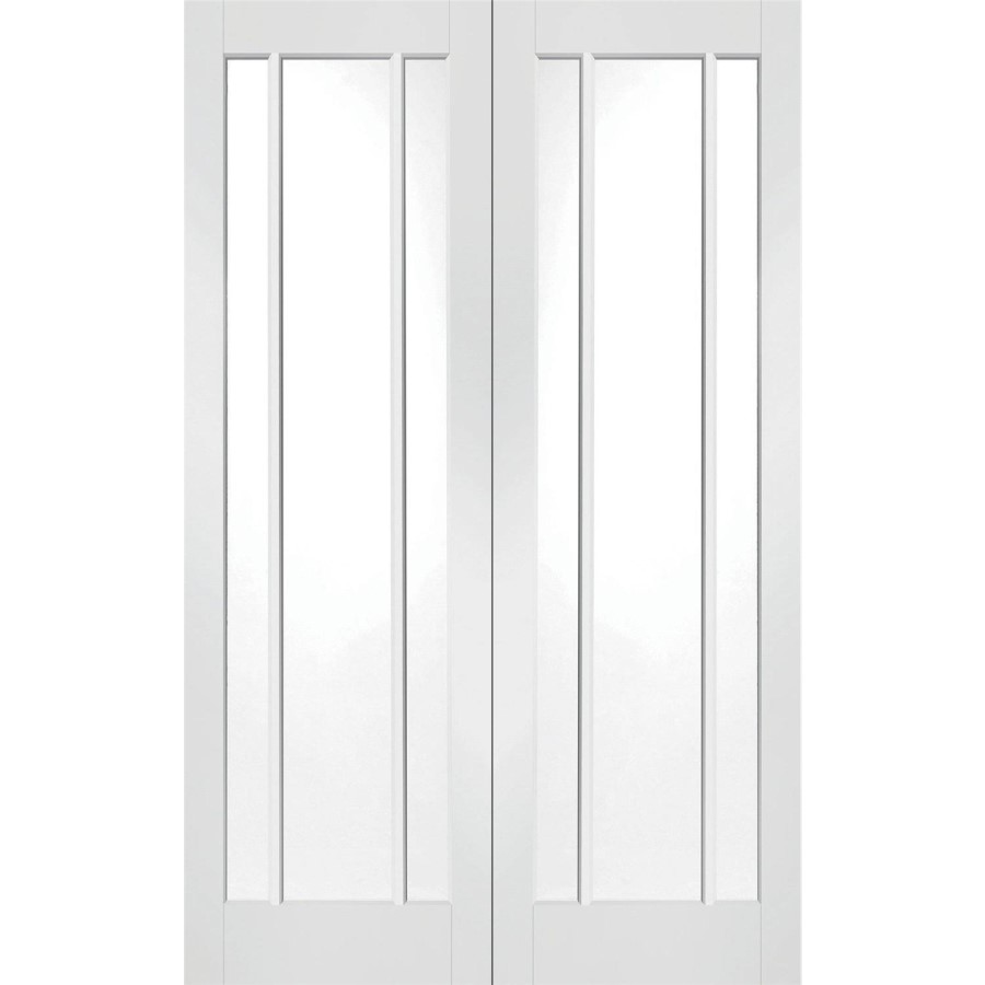 Internal White Primed Worcester Door Pair with Clear Glass - White Primed, 1981 x 1372 x 40 mm