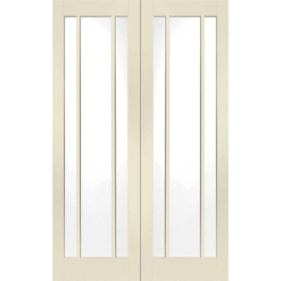 Internal White Primed Worcester Door Pair with Clear Glass - White Primed, 1981 x 1372 x 40 mm