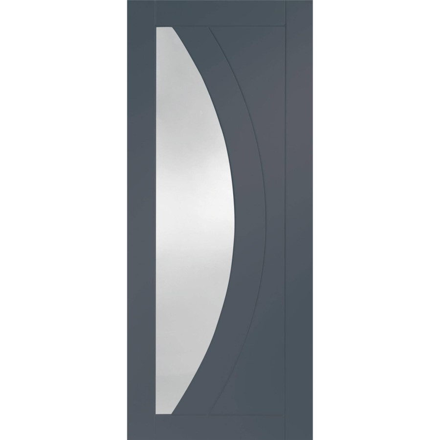 Internal White Primed Salerno Fire Door with Clear Glass - 1981 x 686 x 44mm (27"), White Primed