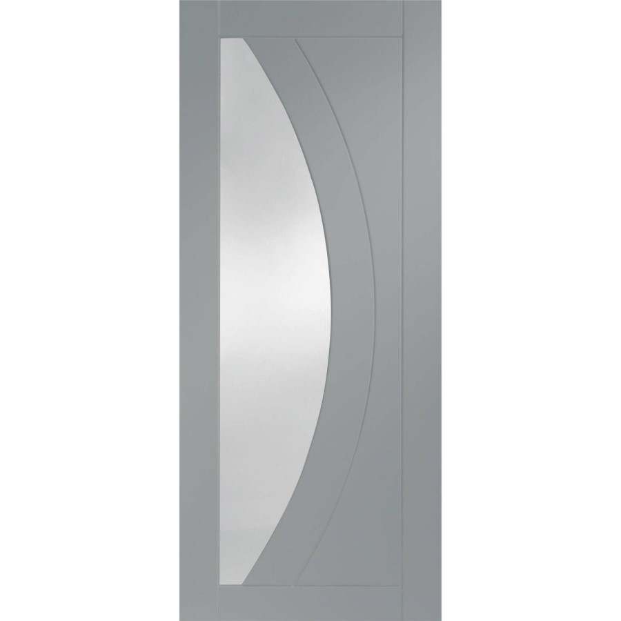 Internal White Primed Salerno with Clear Glass - White Primed, 2040 x 726 x 40 mm
