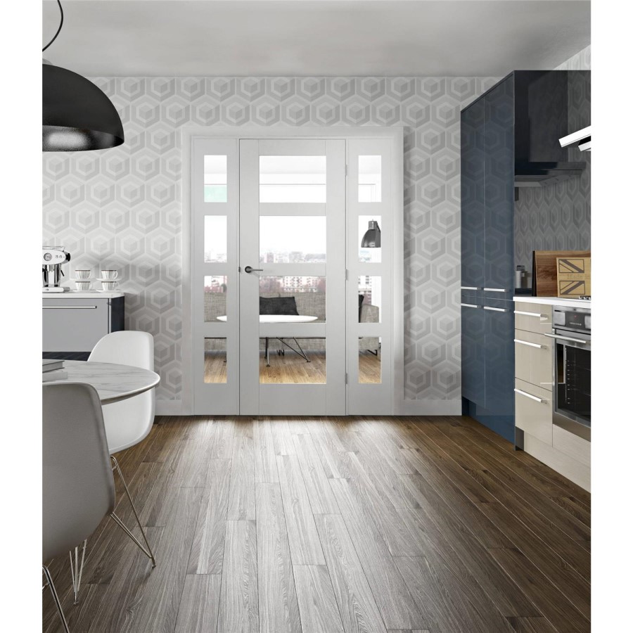 Internal White Primed Glazed 4-Panel Shaker Door with Clear Glass - 1981 x 610 x 35mm - 4 Light - XL Joinery