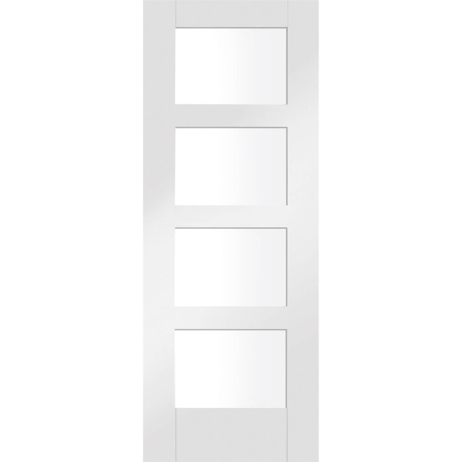 Xl Joinery White Internal Primed Glazed 4-Panel Shaker Door With Clear Glass - 1981 X 686 X 35Mm - 4 Light