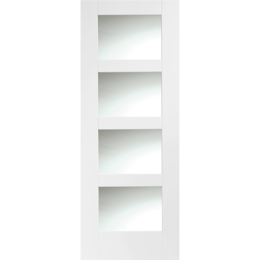 Shaker 4 Light Internal White Primed Door with Clear Glass - White Primed, 1981 x 762 x 35 mm
