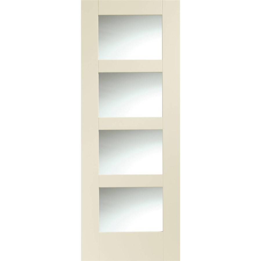 Shaker 4 Light Internal White Primed Door with Clear Glass - White Primed, 1981 x 838 x 35 mm