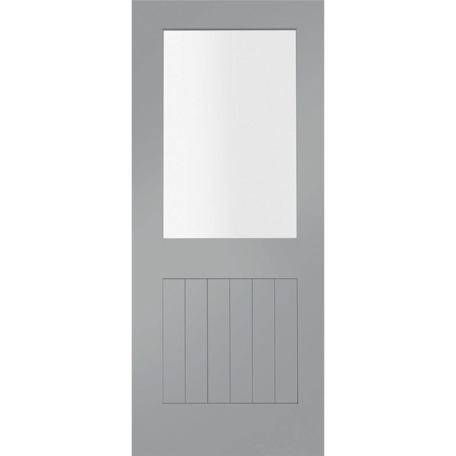 Internal White Primed Suffolk 1L with Clear Glass Fire Door - White Primed, 1981 x 762 x 44 mm
