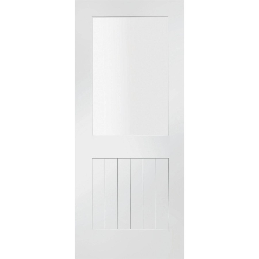 Internal White Primed Suffolk 1L with Clear Glass Fire Door - White Primed, 1981 x 762 x 44 mm