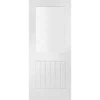 Internal White Primed Suffolk 1L with Clear Glass Fire Door - White Primed, 1981 x 762 x 44 mm