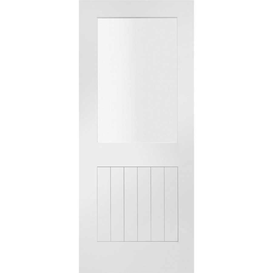 Internal White Primed Suffolk 1L with Clear Glass Fire Door - White Primed, 1981 x 762 x 44 mm