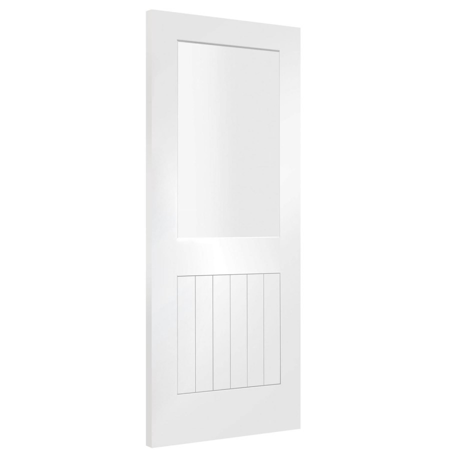 Internal White Primed Suffolk 1L with Clear Glass Fire Door - White Primed, 1981 x 762 x 44 mm