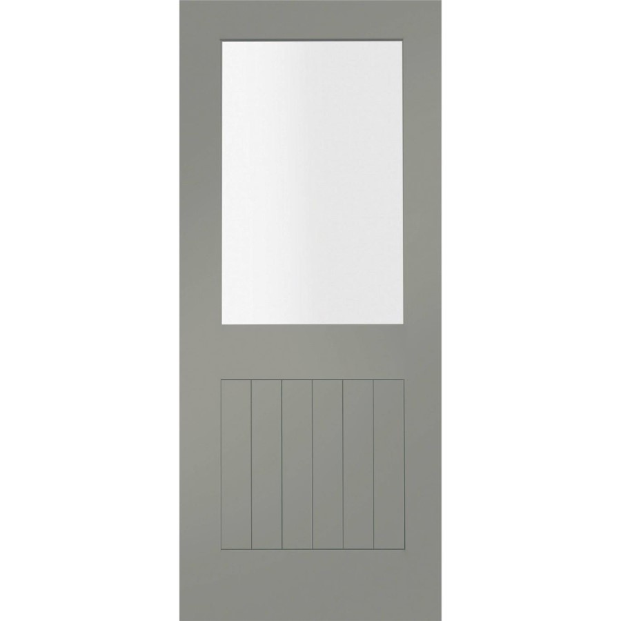 Internal White Primed Suffolk 1L with Clear Glass Fire Door - White Primed, 1981 x 762 x 44 mm