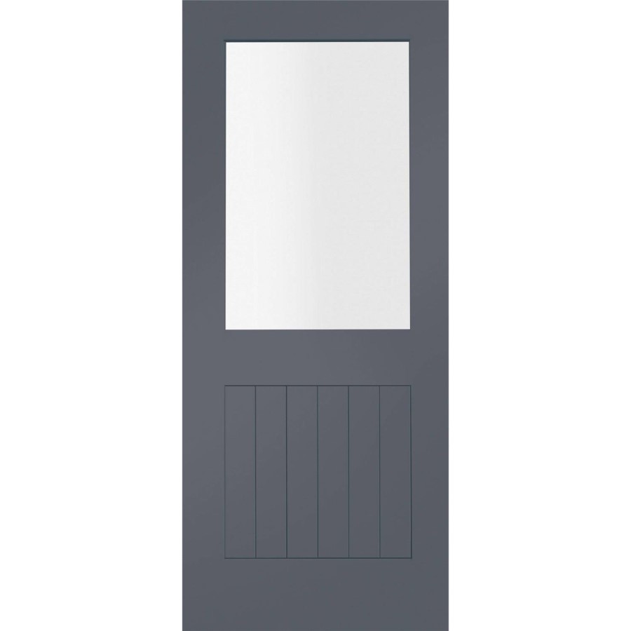Internal White Primed Suffolk 1L with Clear Glass Fire Door - White Primed, 1981 x 762 x 44 mm