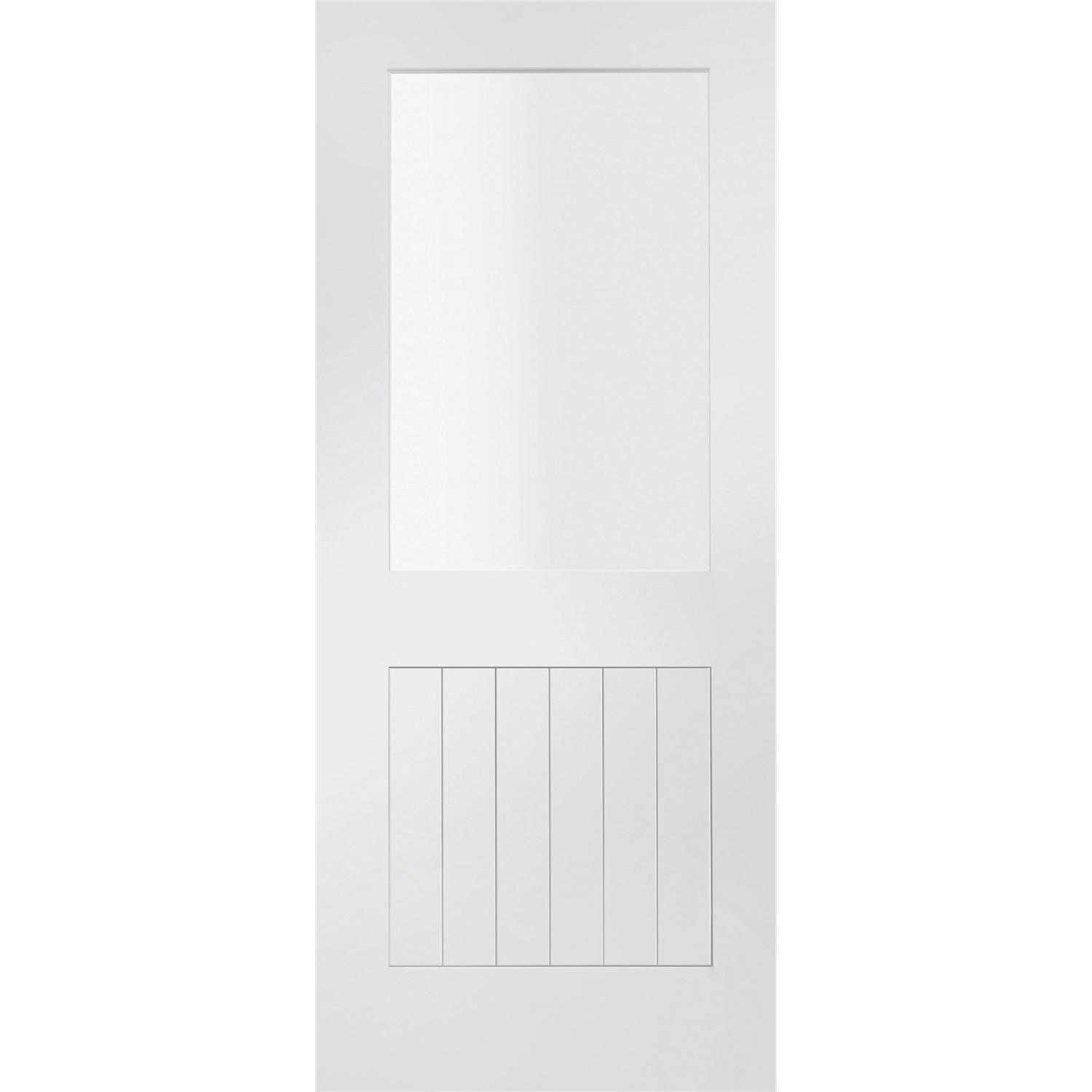 Xl Joinery White Internal Primed Half-Glazed Cottage Fd30 Fire Door With Clear Glass - 1981 X 838 X 44Mm - Suffolk