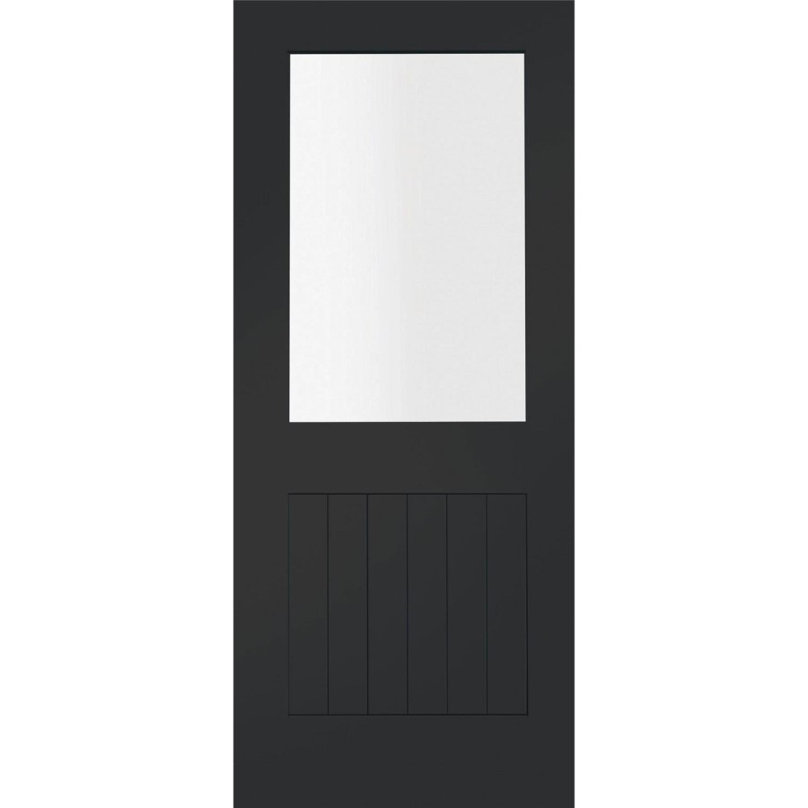 Internal White Primed Suffolk 1L with Clear Glass Fire Door - White Primed, 1981 x 838 x 44 mm