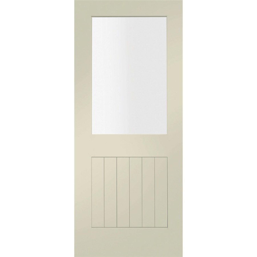 Internal White Primed Suffolk 1L with Clear Glass Fire Door - White Primed, 1981 x 838 x 44 mm