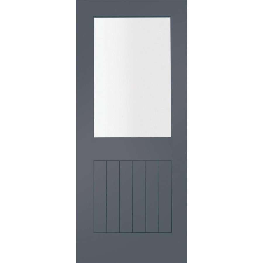 Internal White Primed Suffolk with Clear Glass - White Primed, 2040 x 726 x 40 mm