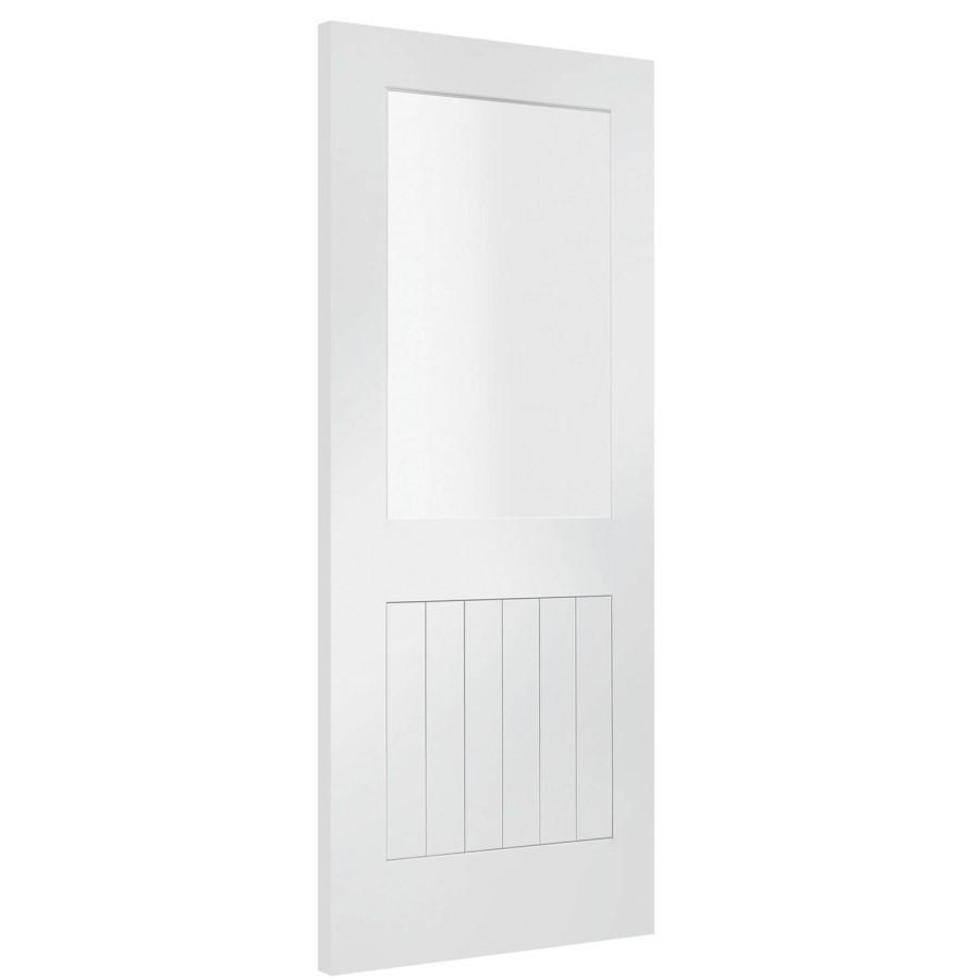 Internal White Primed Half-Glazed Cottage Door with Clear Glass - 2040 x 726 x 40mm - Suffolk - XL Joinery