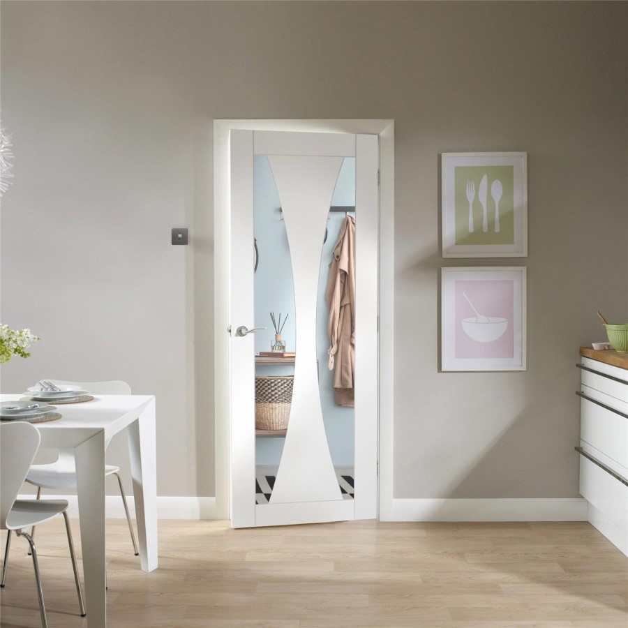 Internal White Primed Verona with Clear Glass - White Primed, 2040 x 726 x 40 mm