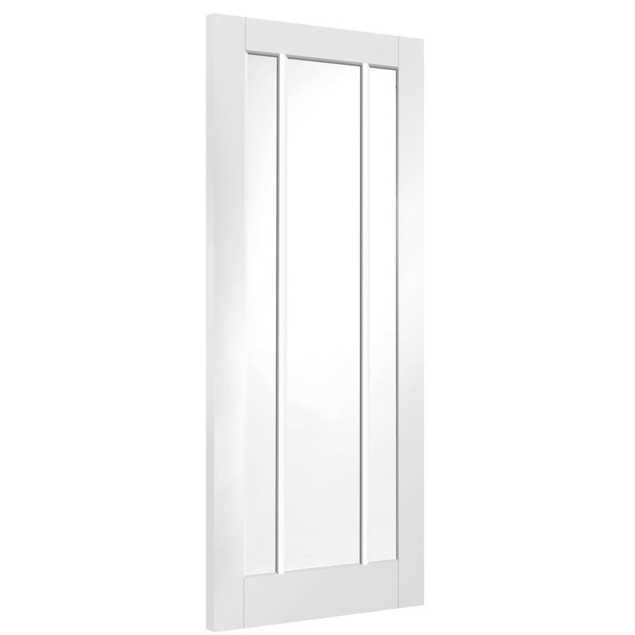 Internal White Primed Glazed 3-Panel Door with Clear Glass - 2040 x 726 x 40mm - Worcester - XL Joinery