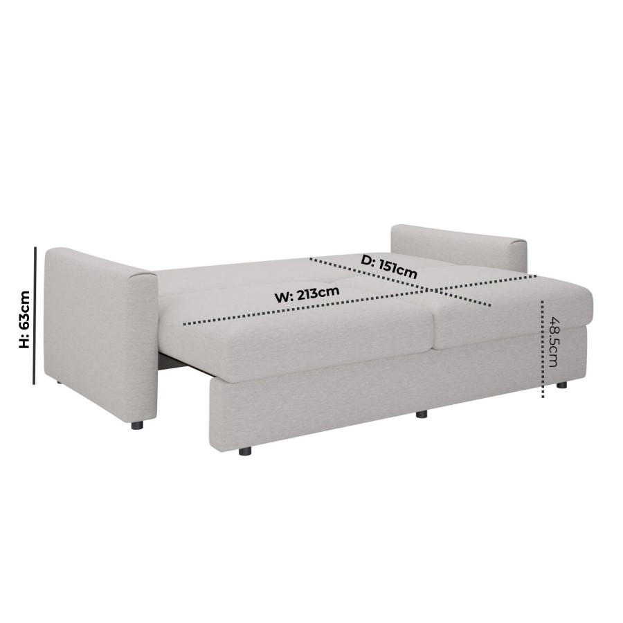 4 Seater King Size Pull-Out Sofa Bed with Storage in Beige Chenille - Grayson