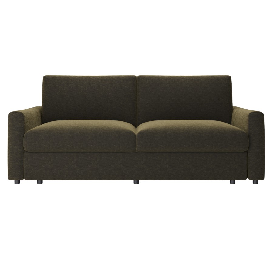 4 Seater King Size Pull-Out Sofa Bed with Storage in Khaki Green Chenille - Grayson