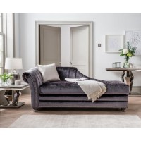 Giselle Chaise Lounger in Grey Velvet